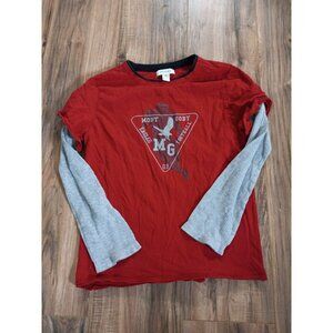 Boys Red Gray Long Sleeve Shirt Moby Goby XL